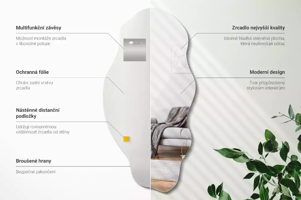 Miroir forme irrégulière décoration murale originale