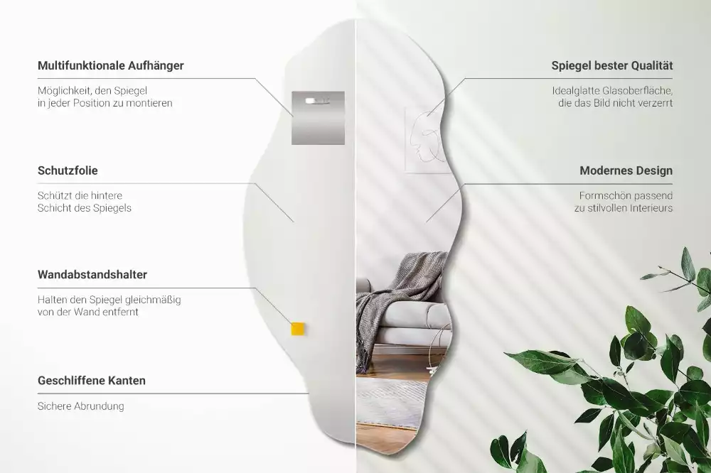 Miroir forme irrégulière décoration murale originale