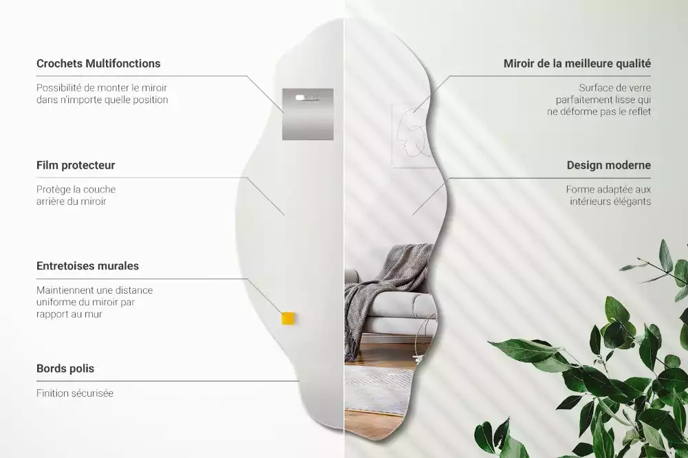 Miroir forme irrégulière décoration murale originale