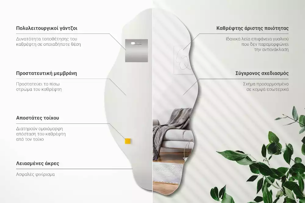 Miroir forme irrégulière décoration murale originale