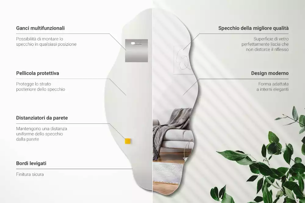 Miroir forme irrégulière décoration murale originale