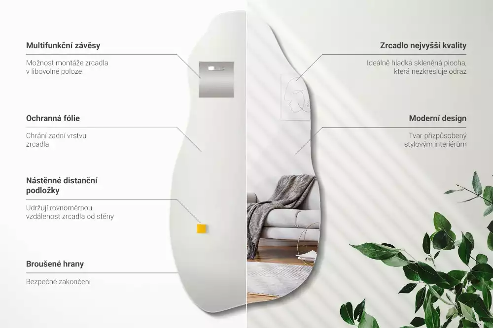 Miroir organique tache suspendue