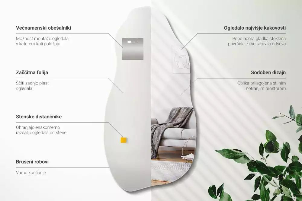 Miroir organique tache suspendue