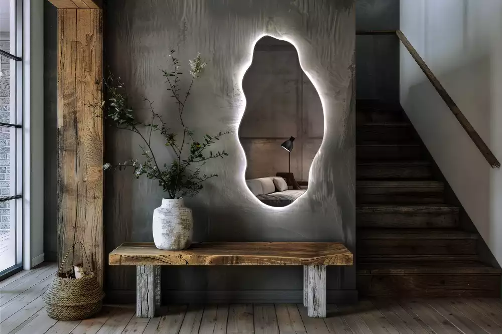Miroir forme irrégulière spot lumineux LED