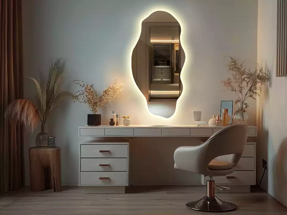 Miroir forme irrégulière spot lumineux LED