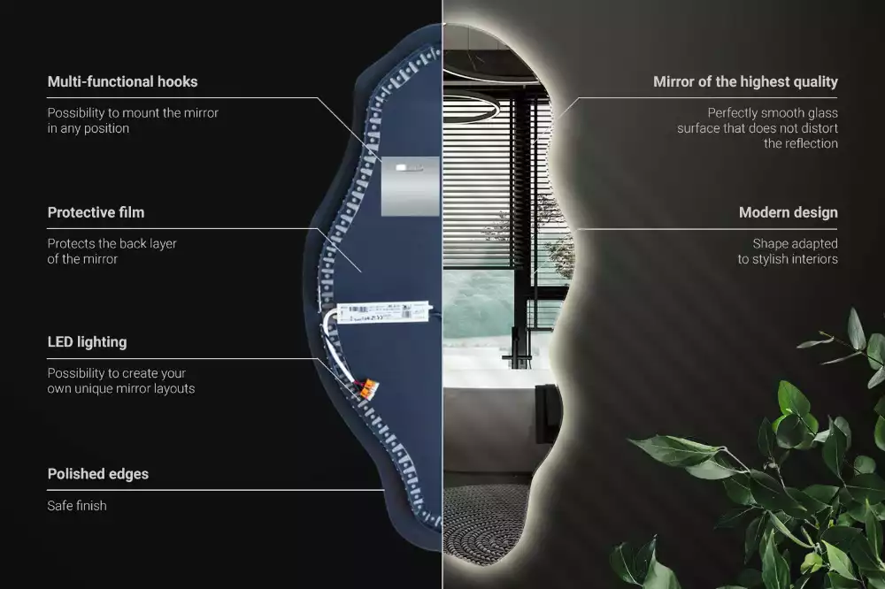 Miroir forme irrégulière spot lumineux LED