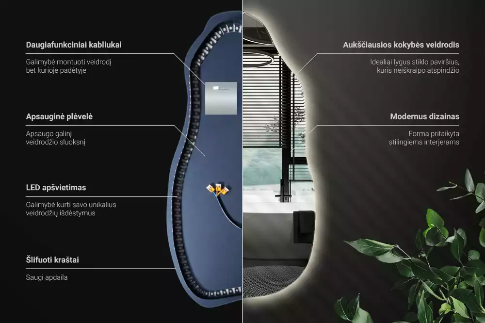 Miroir forme organique élégant