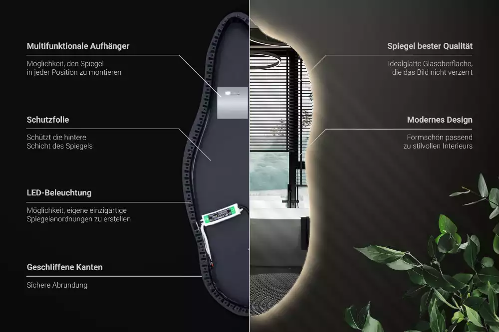 Miroir organique led élégant