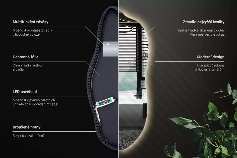 Miroir organique led élégant