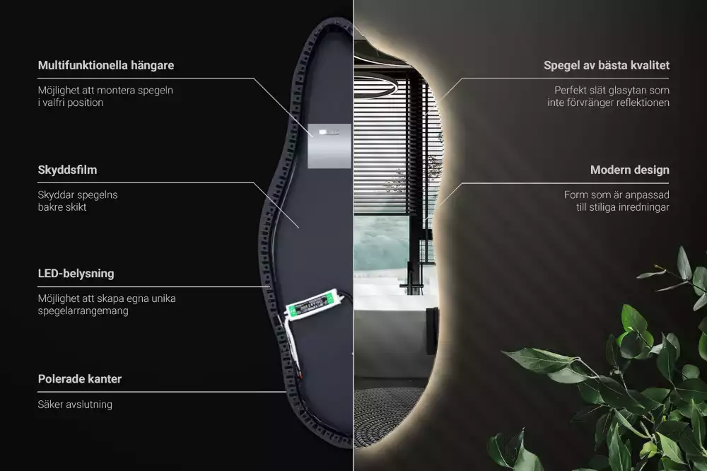 Miroir organique led élégant
