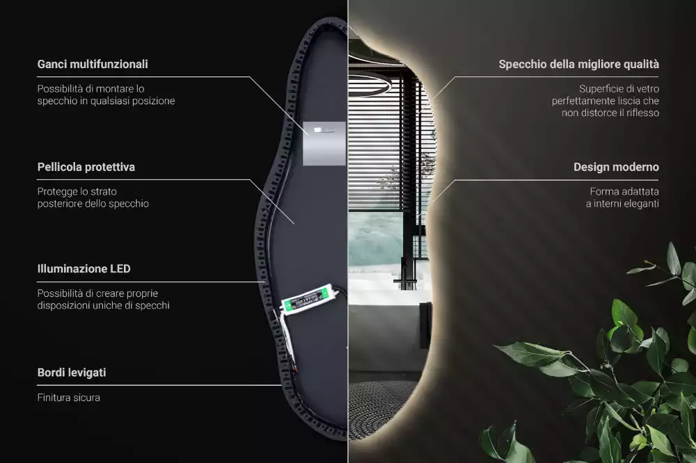 Miroir organique led élégant