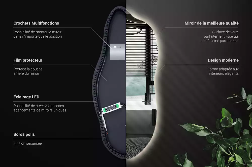 Miroir organique led élégant