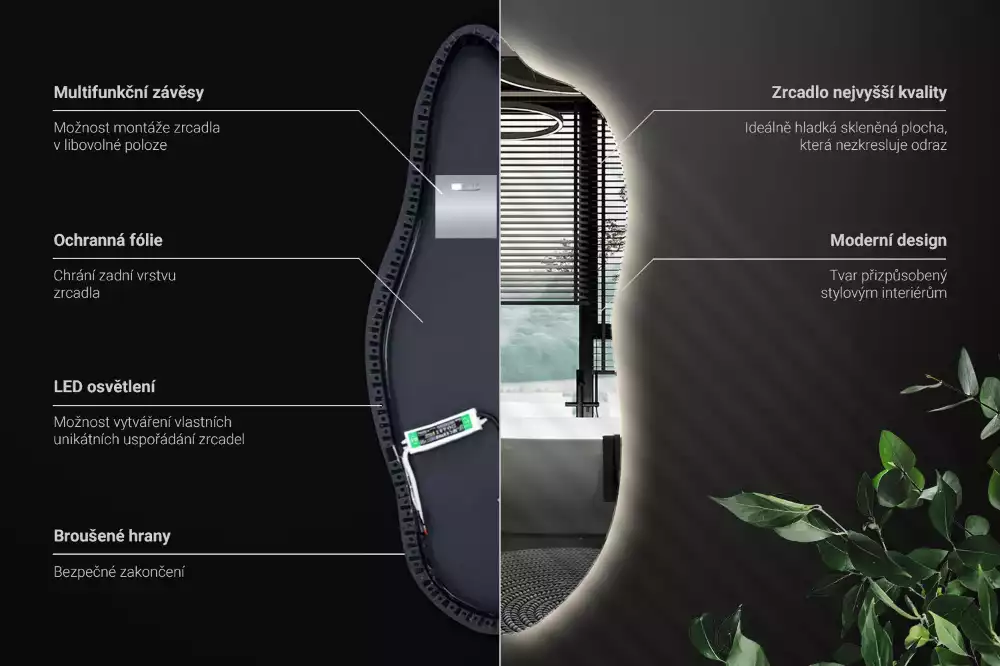 Miroir organique led élégant
