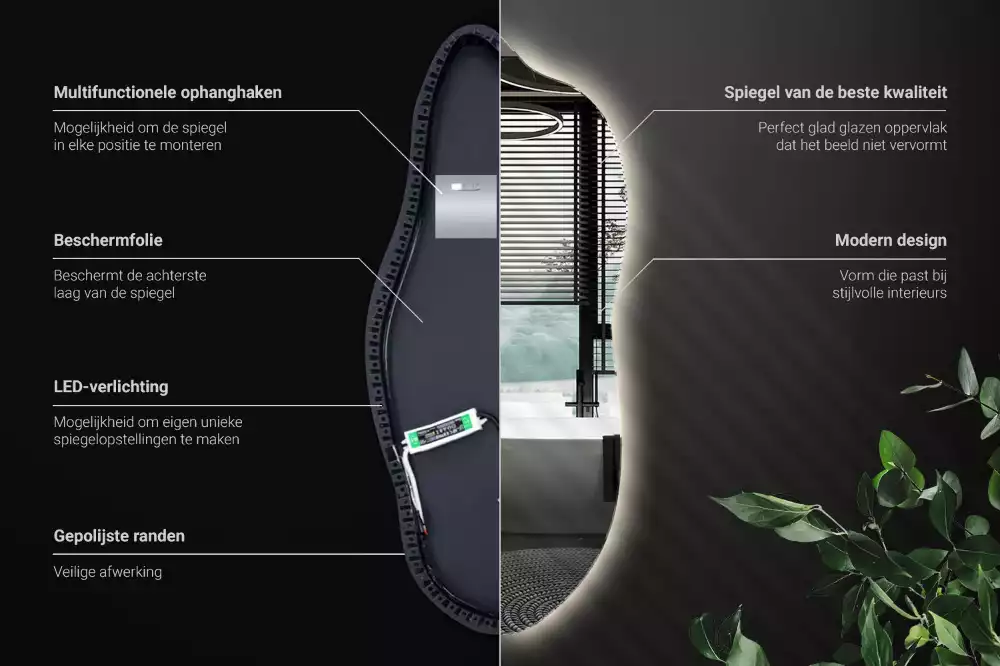 Miroir organique led élégant