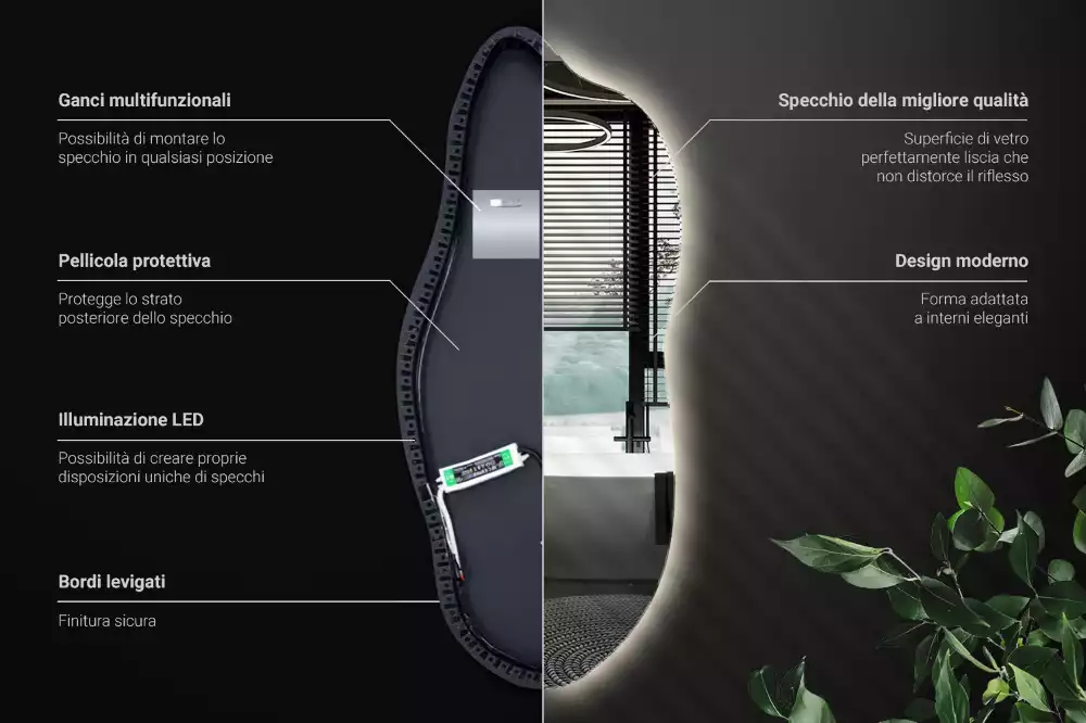 Miroir organique led élégant