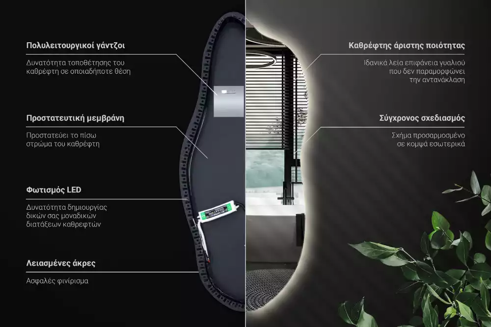 Miroir organique led élégant