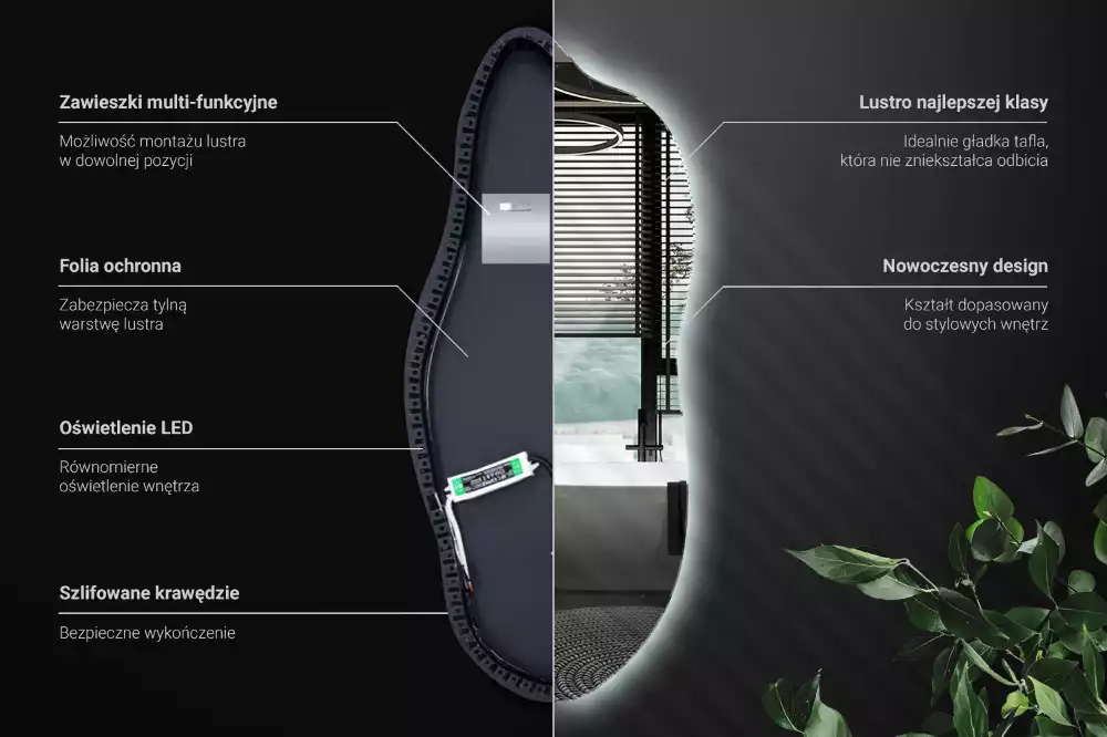 Miroir organique led élégant