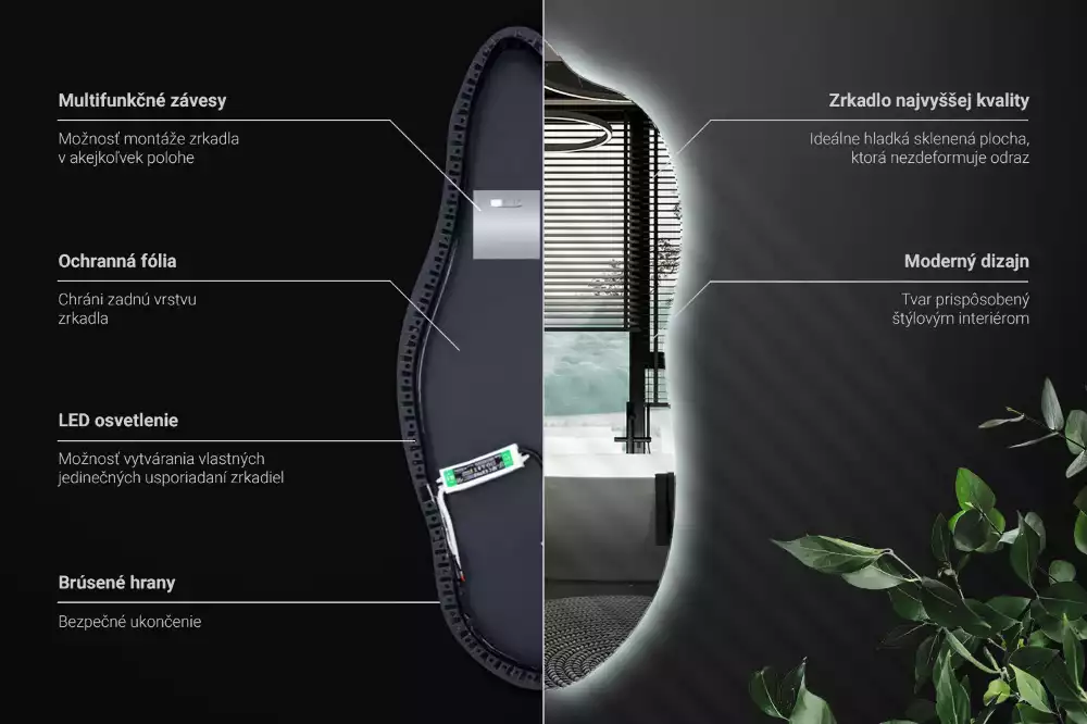 Miroir organique led élégant