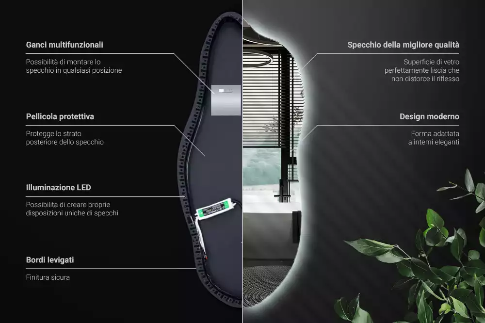 Miroir organique led élégant