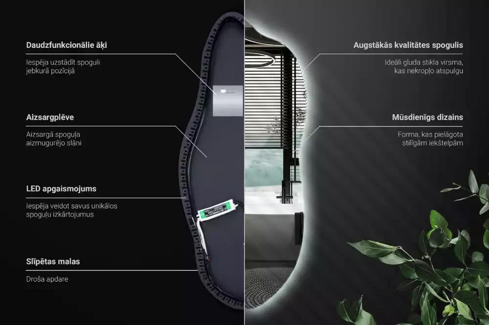 Miroir organique led élégant