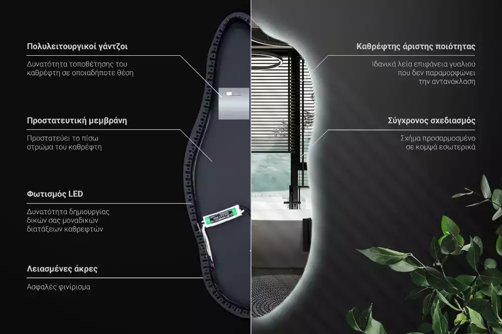 Miroir organique led élégant