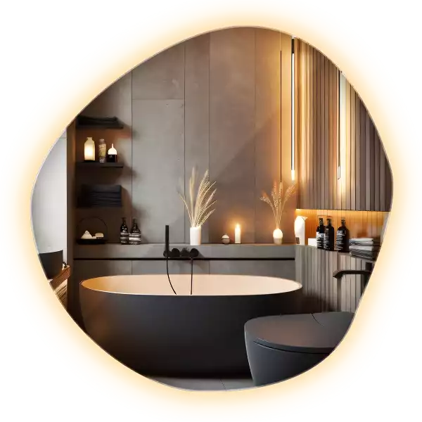 Miroir asymétrique led mur