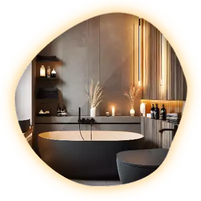 Miroir asymétrique led mur