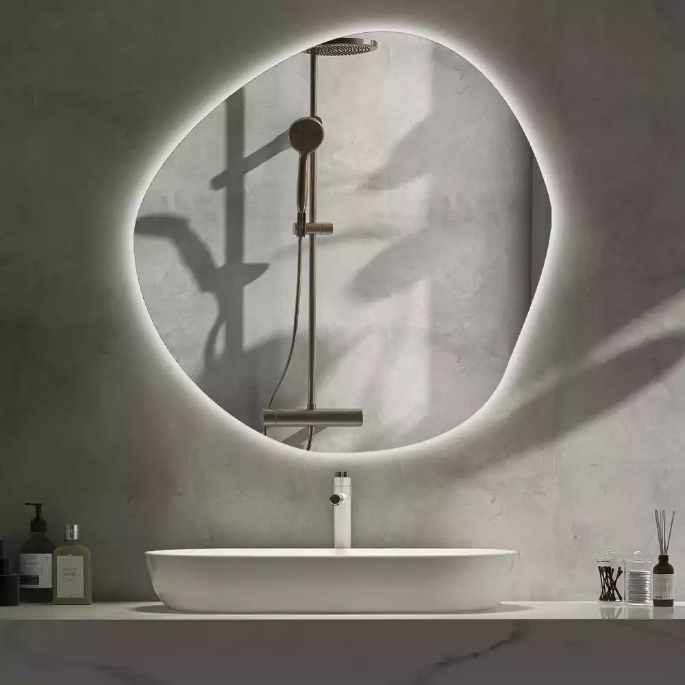 Miroir asymétrique led mur