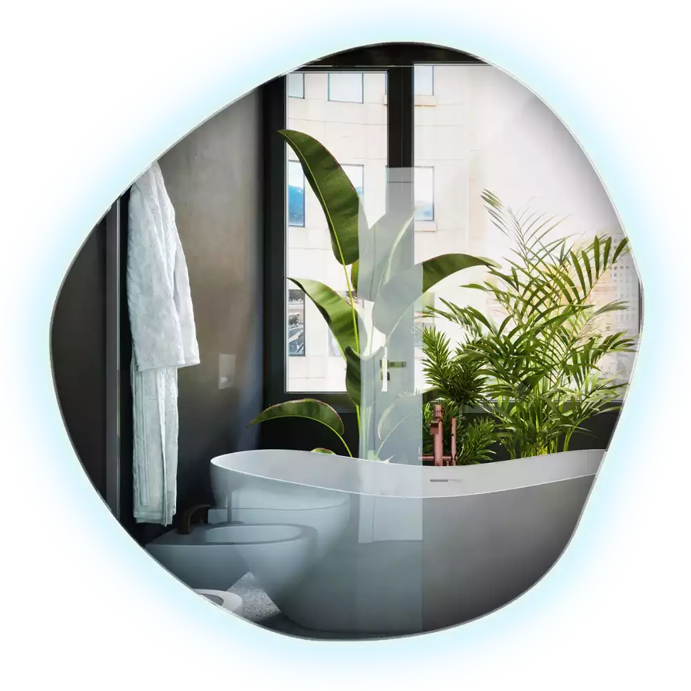 Miroir asymétrique led mur