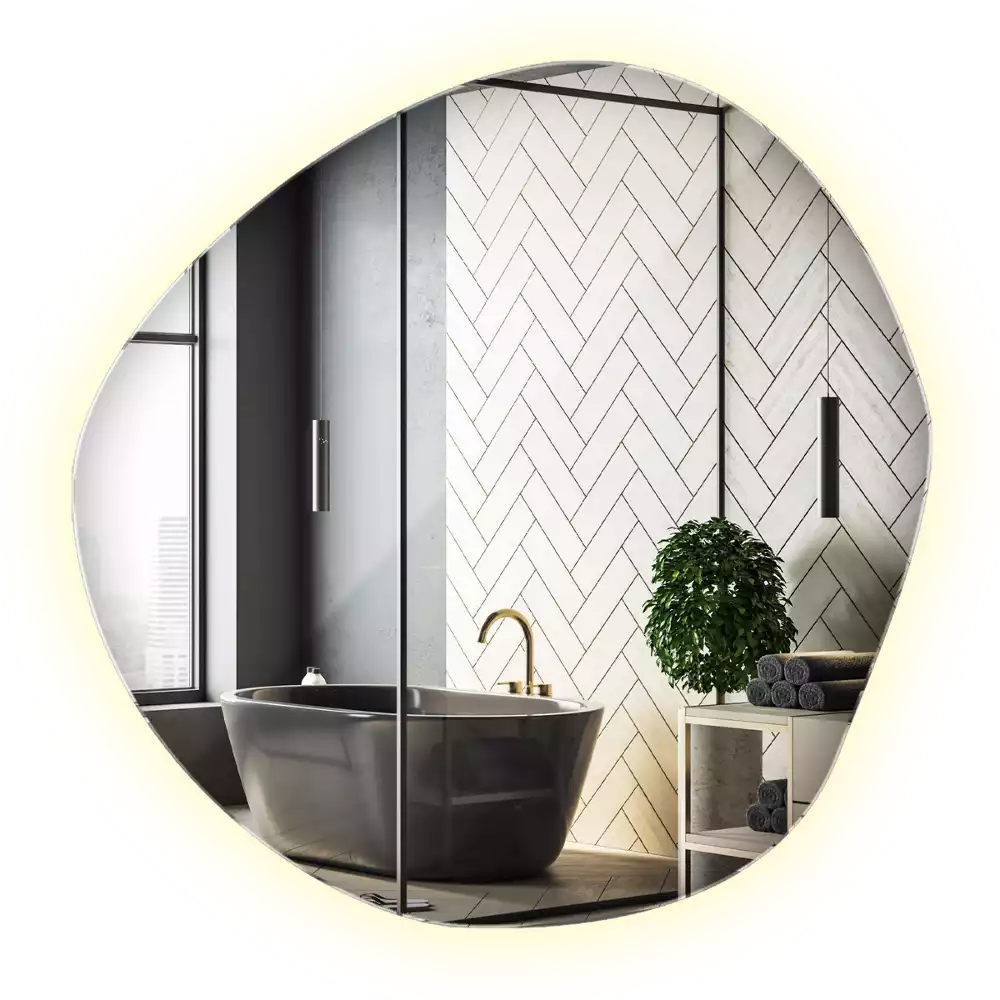 Miroir asymétrique led mur