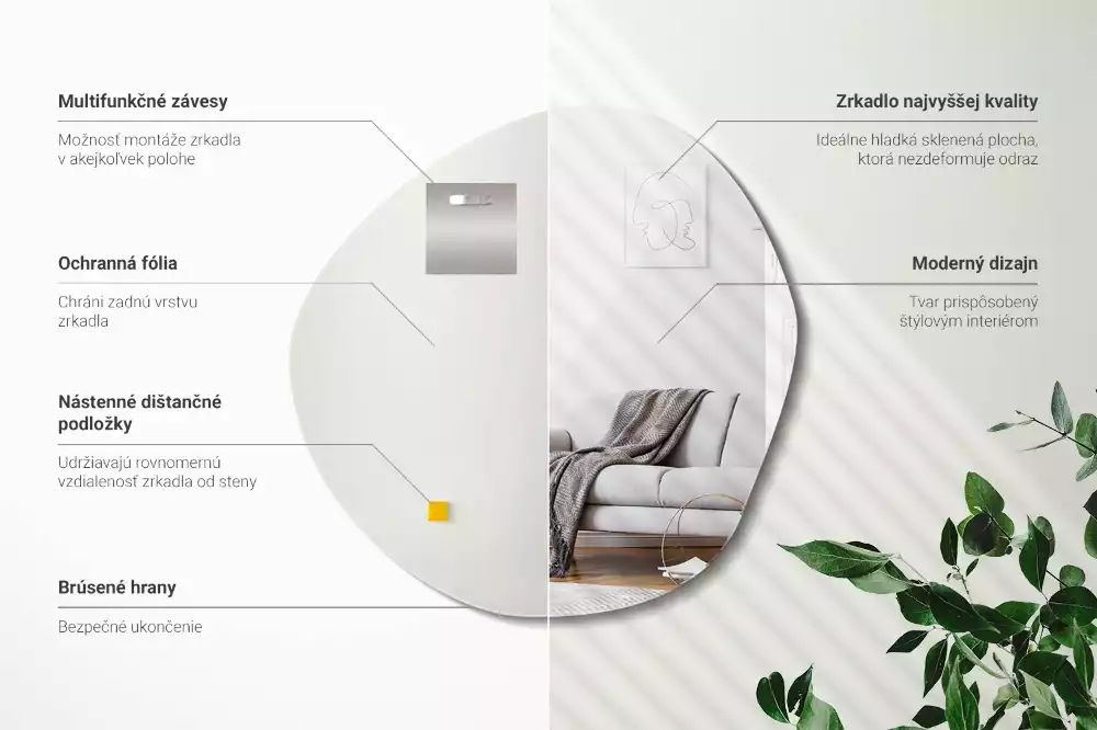 Miroir forme irrégulière décoratif