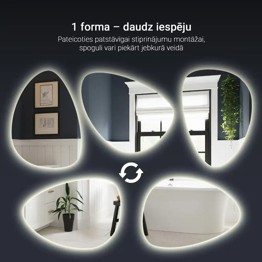 Miroir mural de forme ovoïde avec rétroéclairage LED