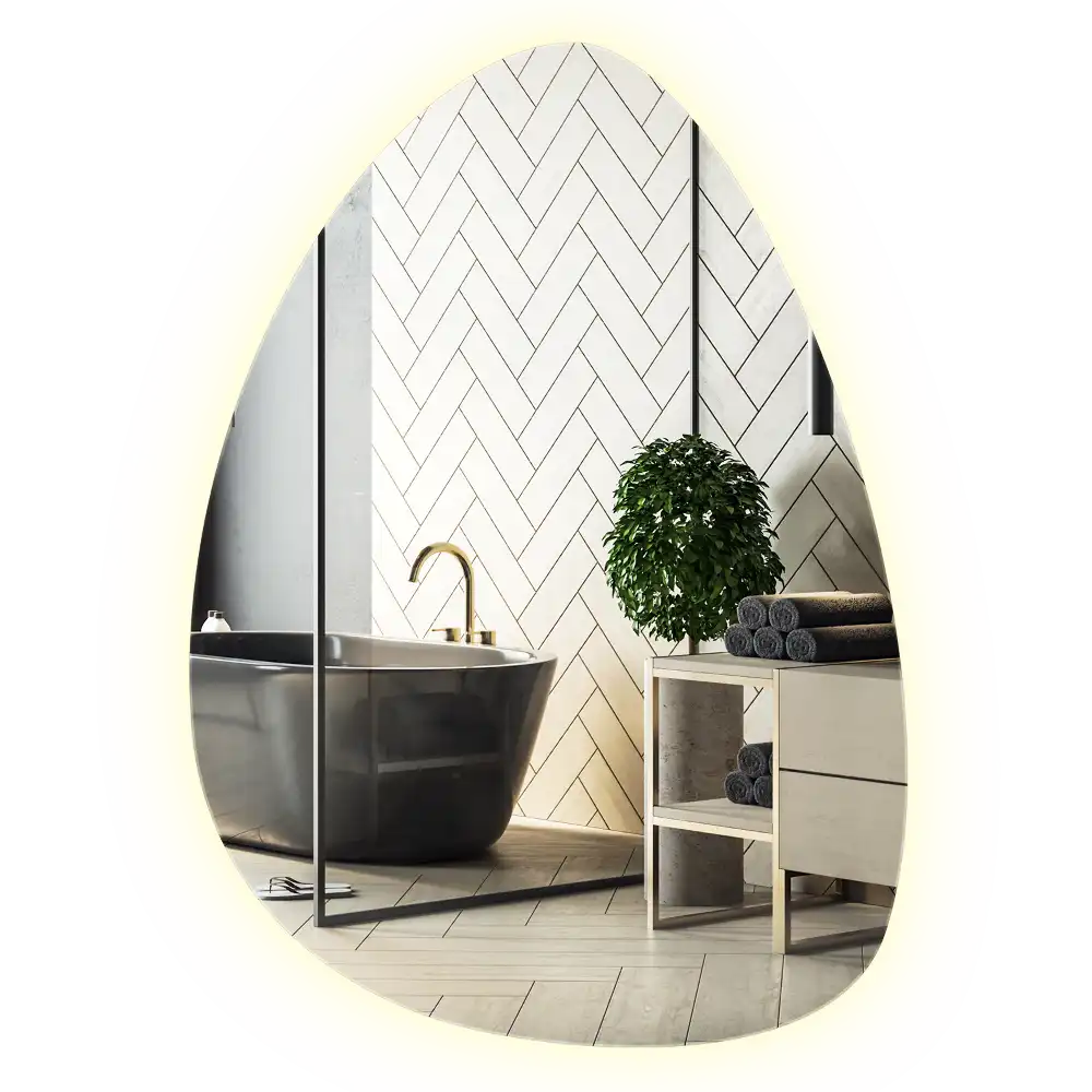 Miroir mural de forme ovoïde avec rétroéclairage LED