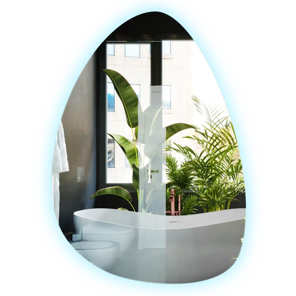 Miroir mural de forme ovoïde avec rétroéclairage LED