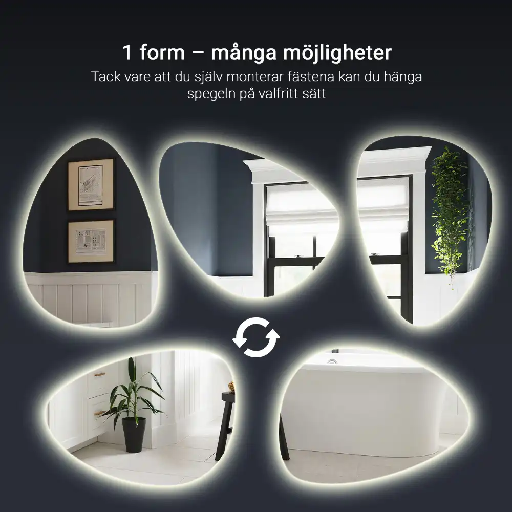 Miroir mural de forme ovoïde avec rétroéclairage LED