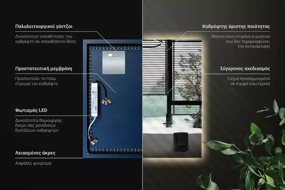 Miroir carré LED moderne