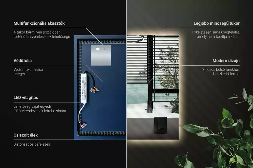 Miroir carré LED moderne