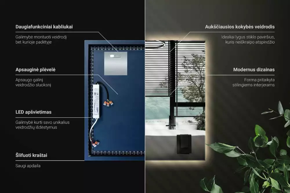 Miroir carré LED moderne