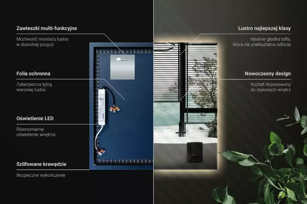 Miroir carré LED moderne