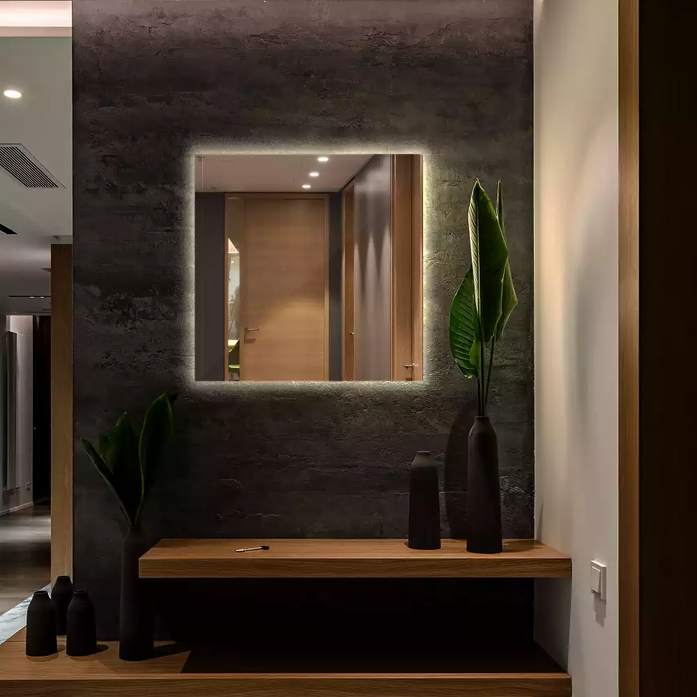 Miroir carré LED moderne