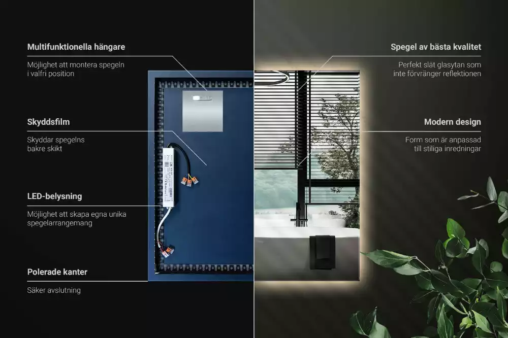 Miroir carré LED moderne