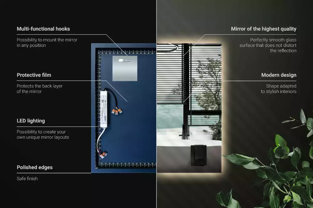 Miroir carré LED moderne