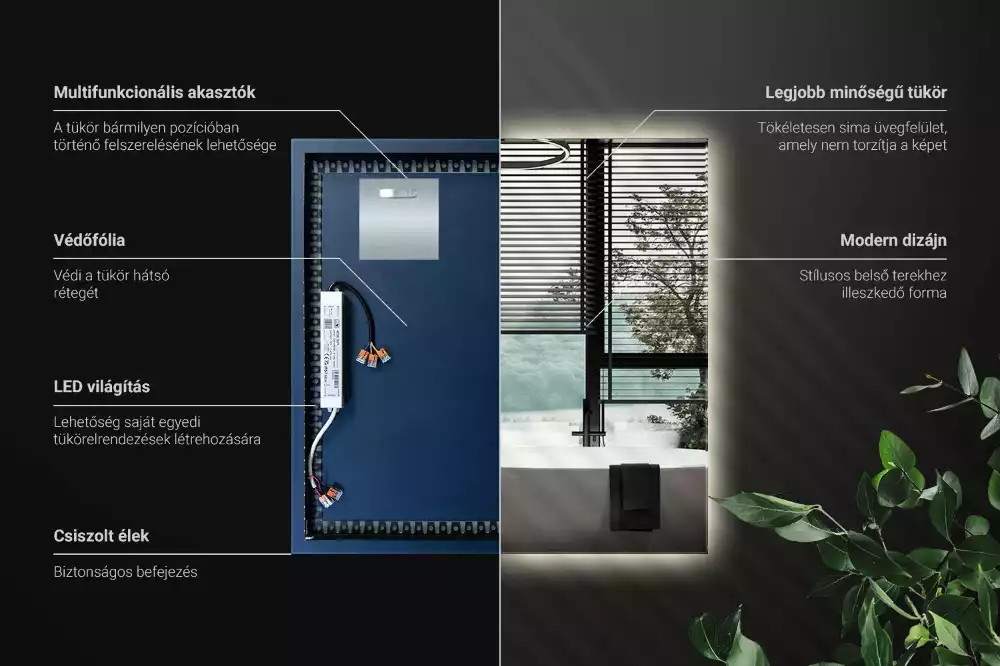 Miroir carré LED moderne