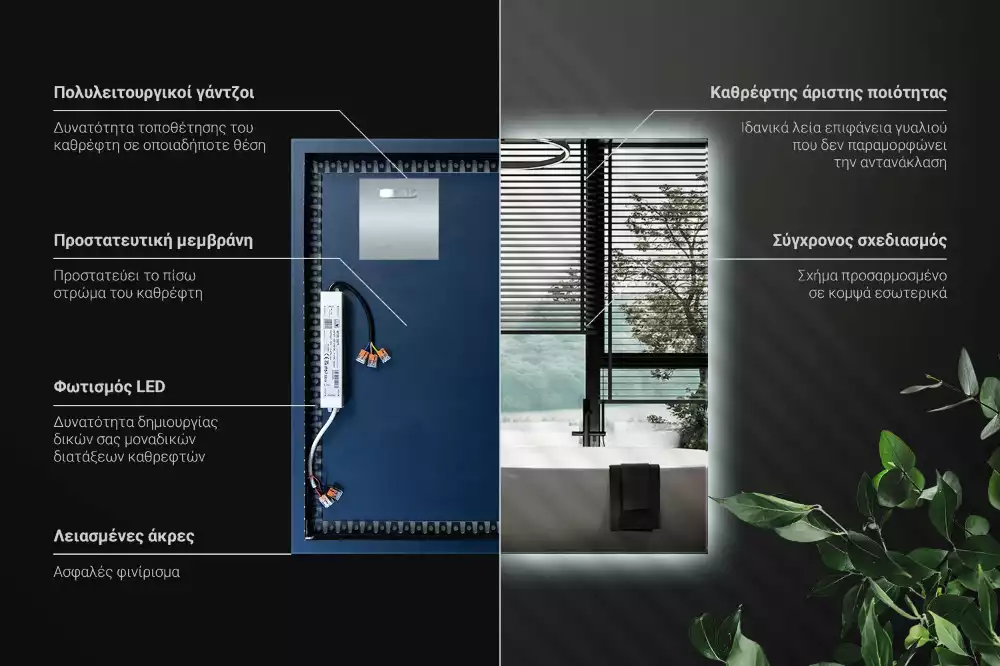 Miroir carré LED moderne