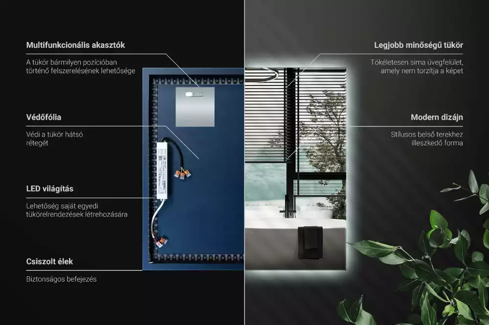 Miroir carré LED moderne