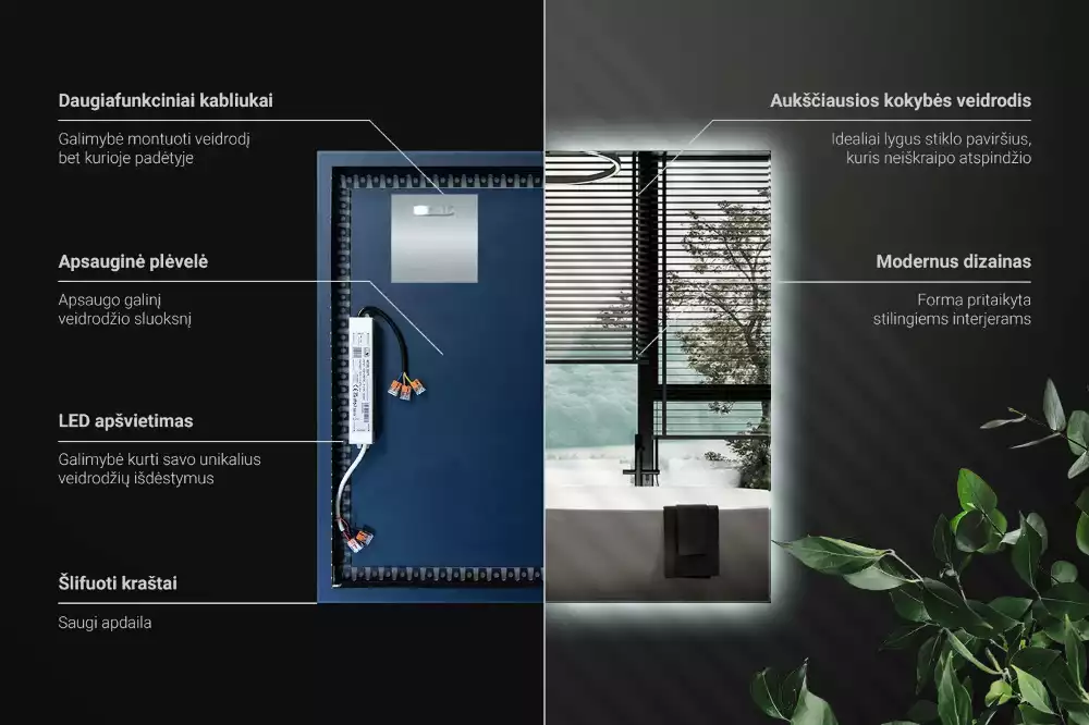 Miroir carré LED moderne