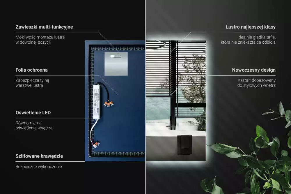 Miroir carré LED moderne