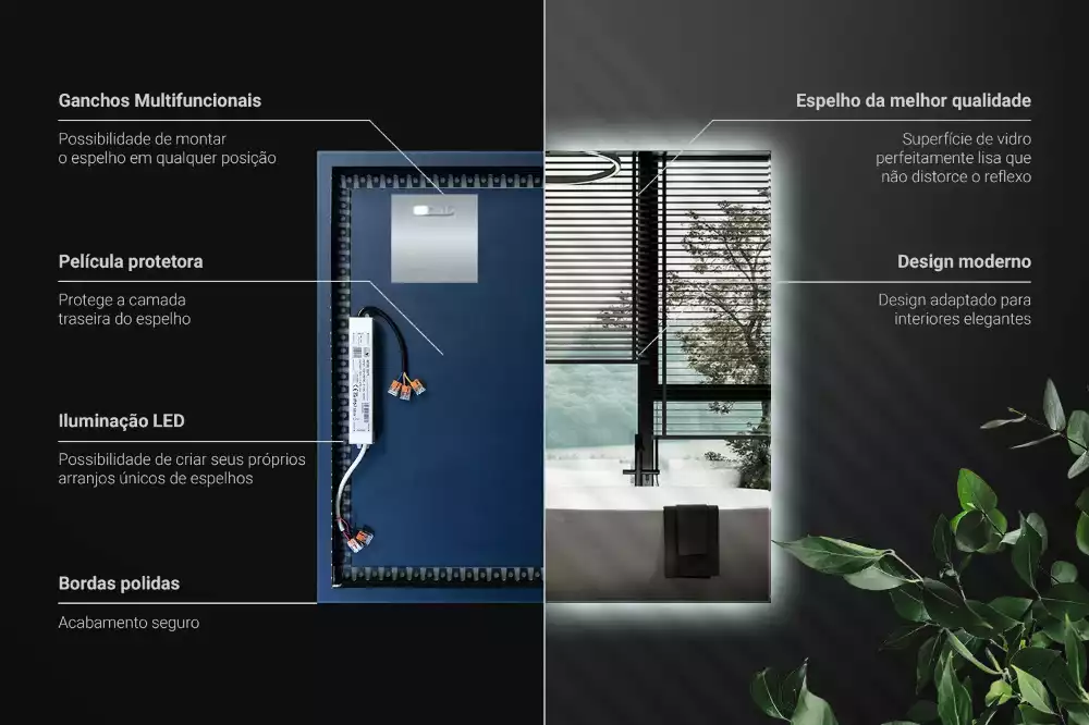 Miroir carré LED moderne