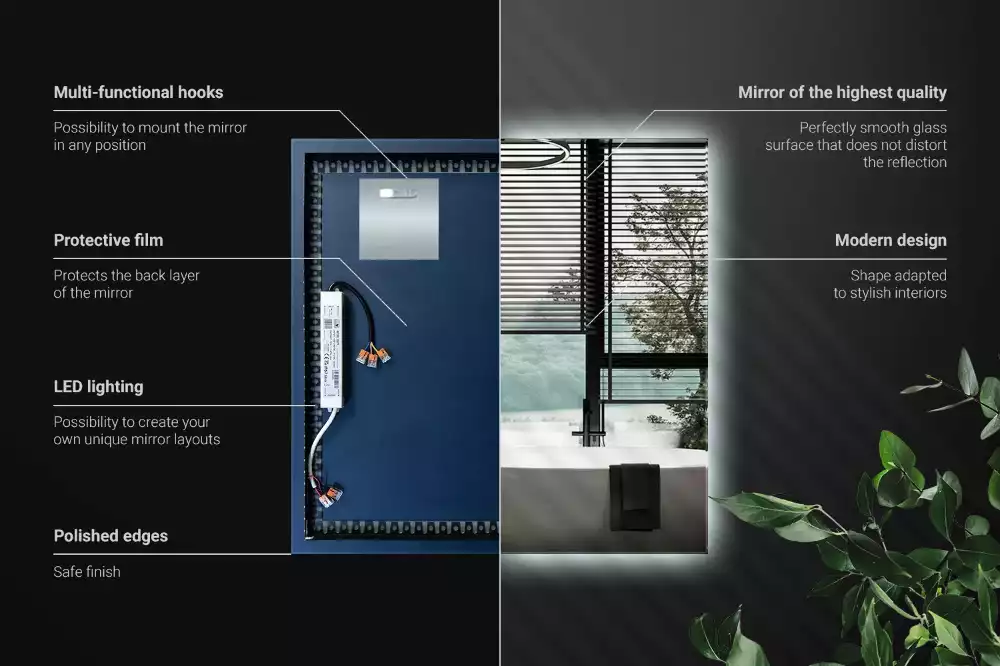 Miroir carré LED moderne