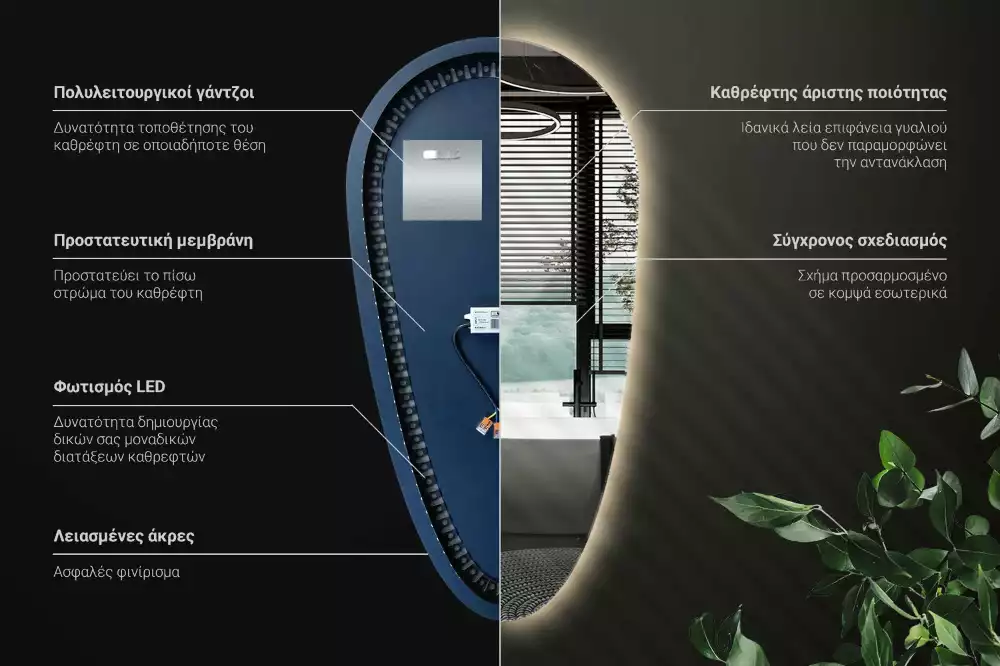 Miroir larme goutte illuminée